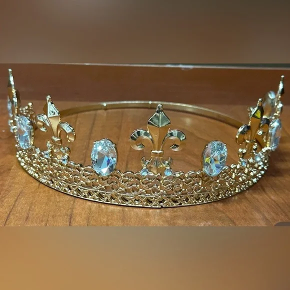 Gold Tiara with Crystal Accents - Picture 1 of 7